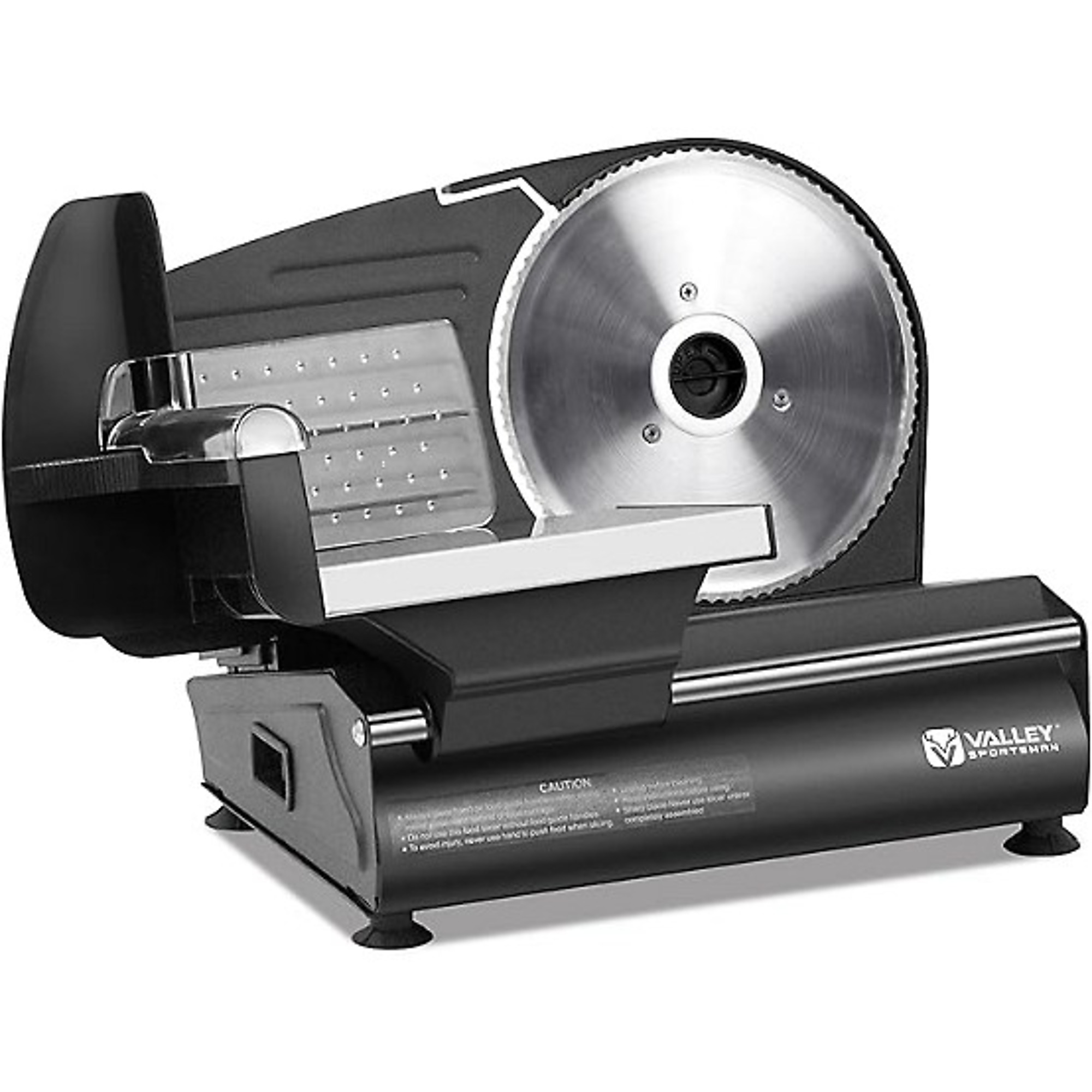 Valley Sportsman Food Slicer — 7.5in. Stainless Steel Blade, 180W, Adjustable Thickness, Black